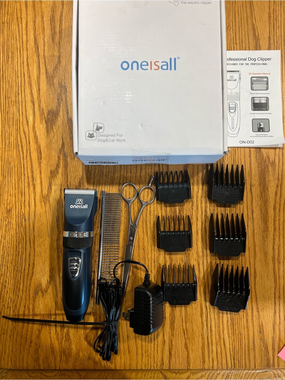 Blue Men's Hair & Beard Trimmer with Guide Combs